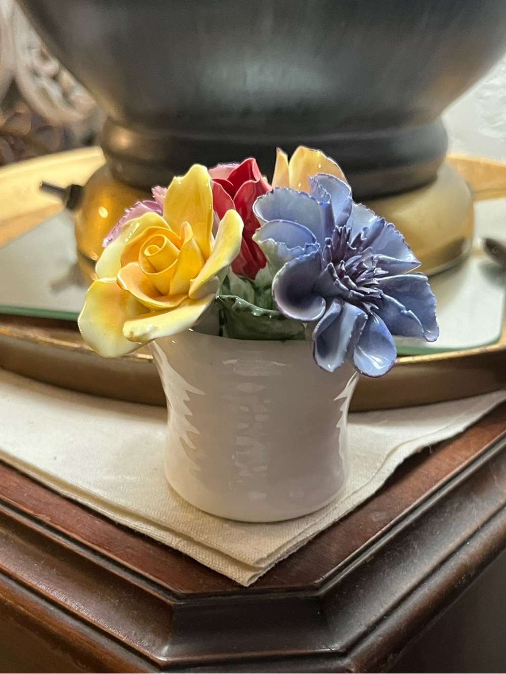 Porcelain Floral Arrangement - Multicolor Decorative Accent